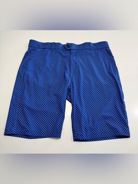 Greyson Wolf All Over Print Golf Shorts Size 34x10 Blue Stretch